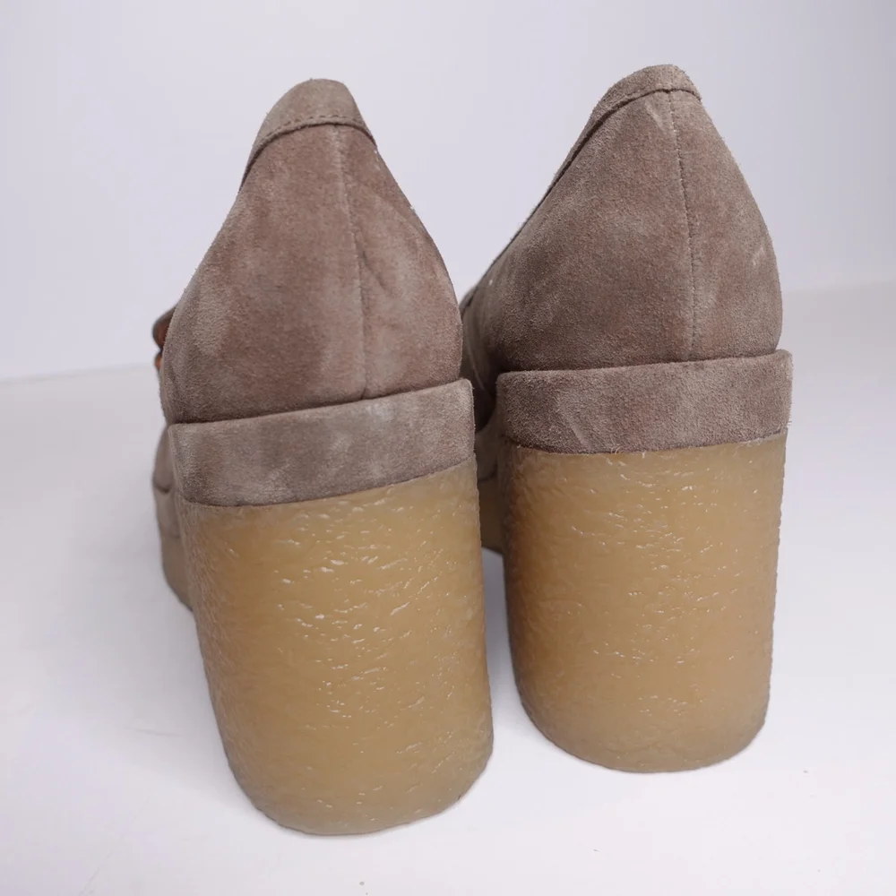 Marc Fisher Lina Platform Suede Loafers Natural Brown Women's Shoes Size 10M